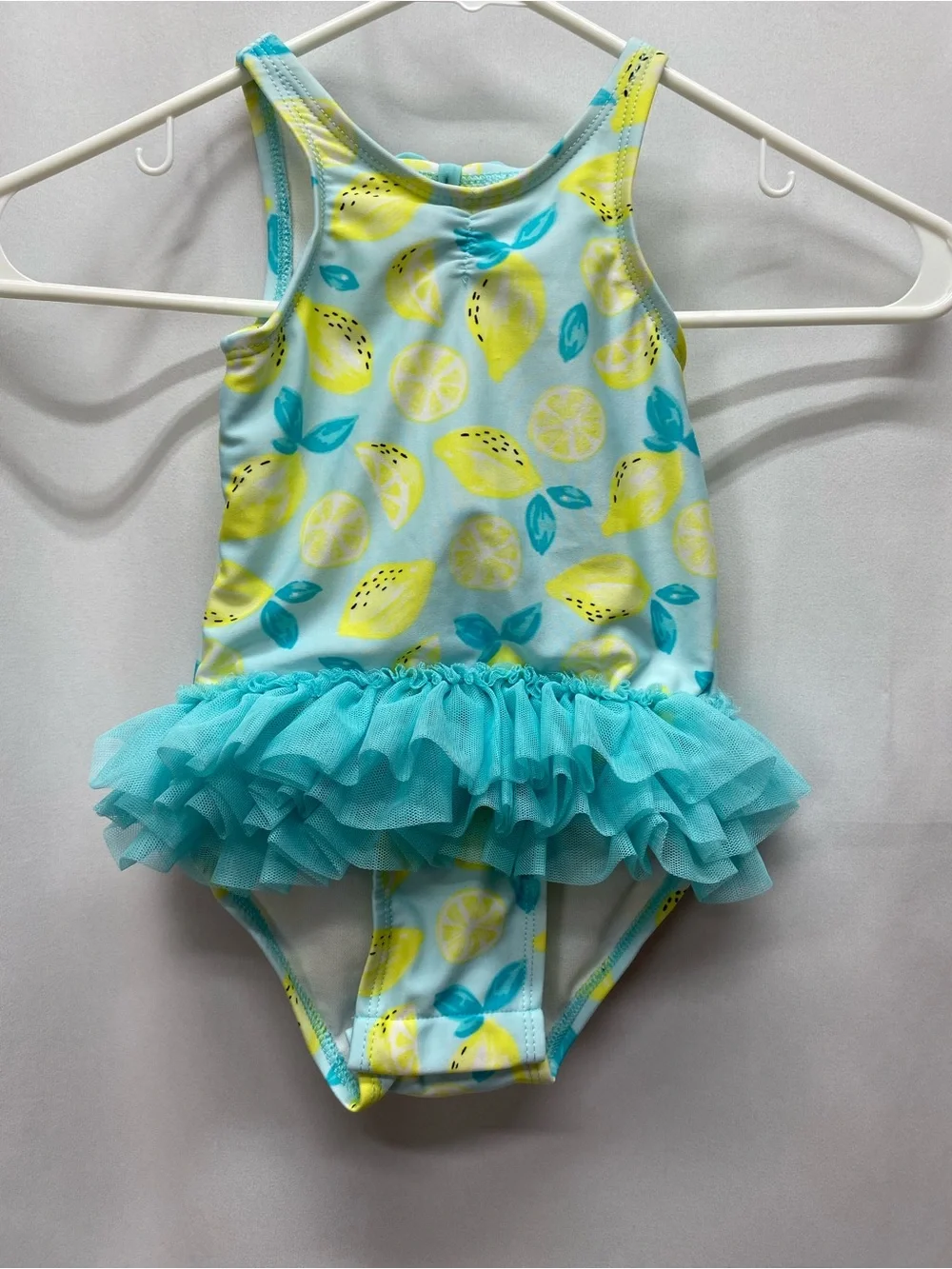 Lemon ruffle bathing suit girls 12-18 months blue yellow ballerina swimsuit